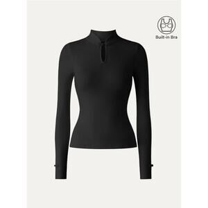 OGL Black Long Sleeve Blouse with Built-in Bra